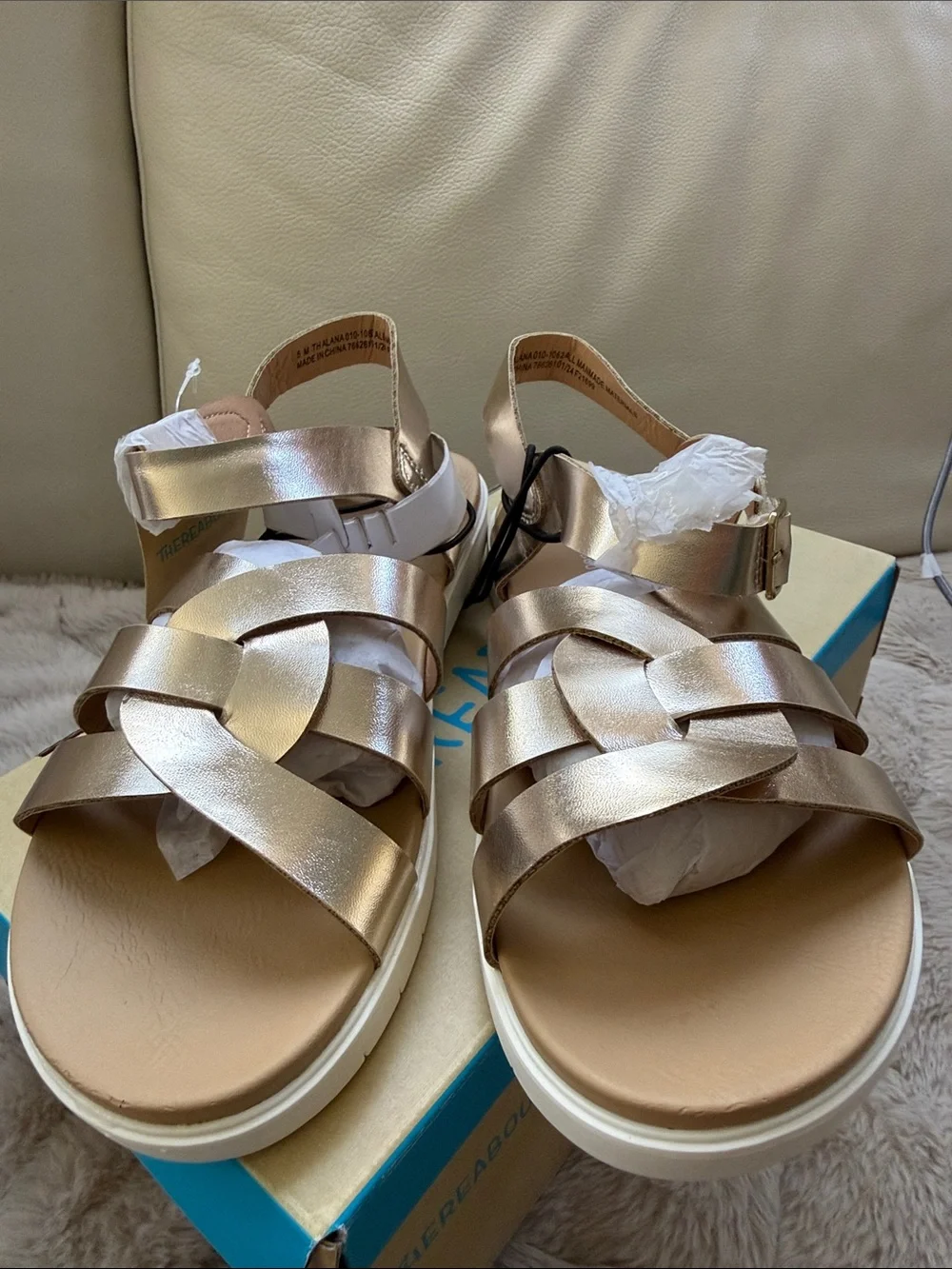 TH Alana Kids Metallic Gold Braided Slingback Sandals - Gold